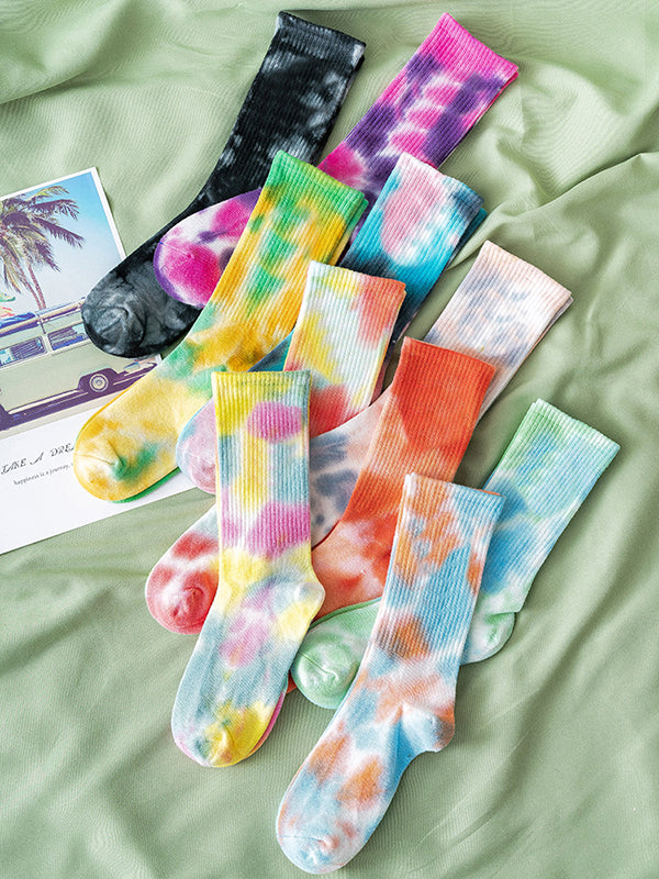 Pleated Tie-Dyed Socks