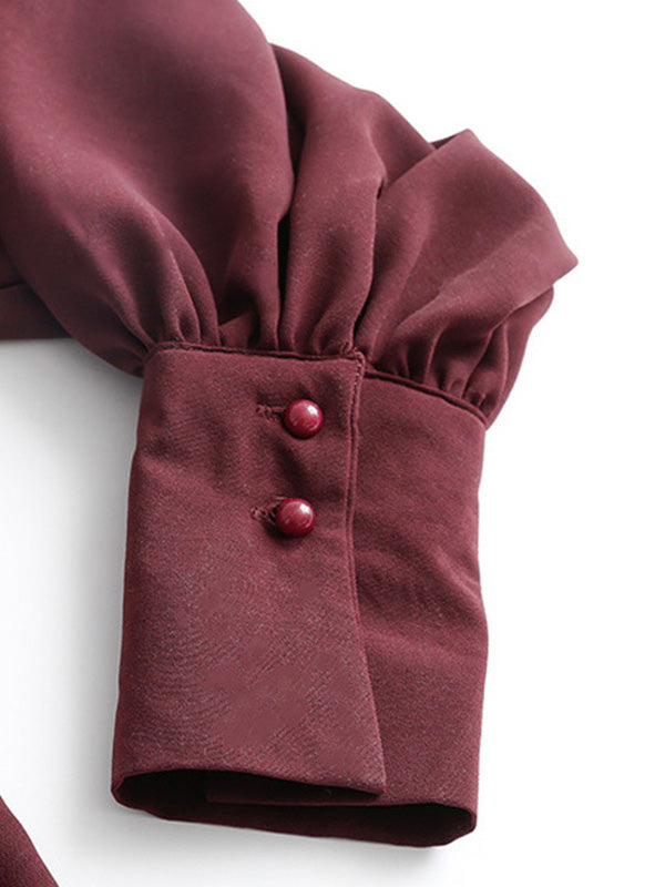 Urban Solid Color Light Maturity Puff Sleeve Shirt