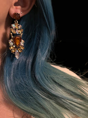 Geometric Hollow Rhine Stones Drop Earrings