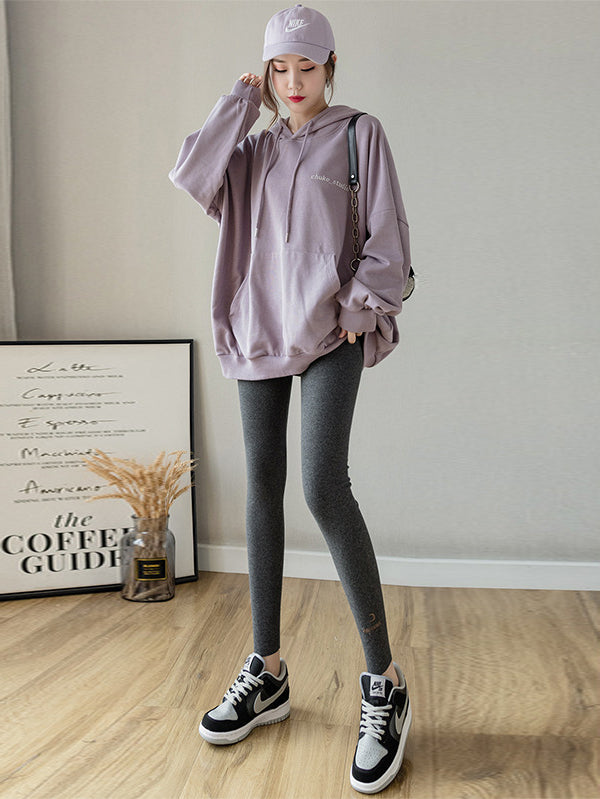 Casual Skinny Leg Letter Print Solid Color Leggings