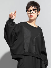 Batwing Sleeves Irregularity Solid Color Round-Neck Sweatshirt Tops