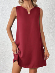 Solid Color A-Line High Waisted V-Neck Mini Dresses