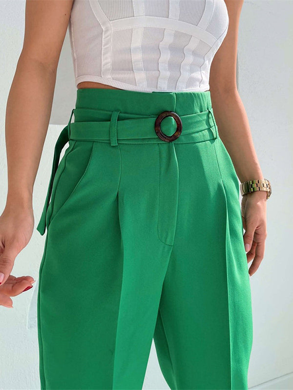 Split-Front Split-Joint High Waisted Loose Trousers Suit Pants