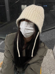 Keep Warm Solid Color Tied Knitted Hats Bucket Hat