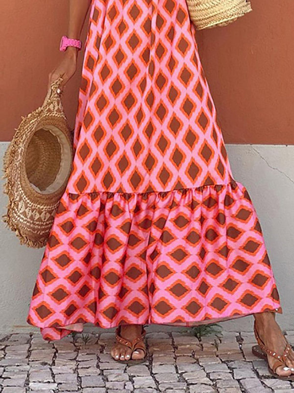 Loose Printed Spaghetti-Neck Maxi Dresses