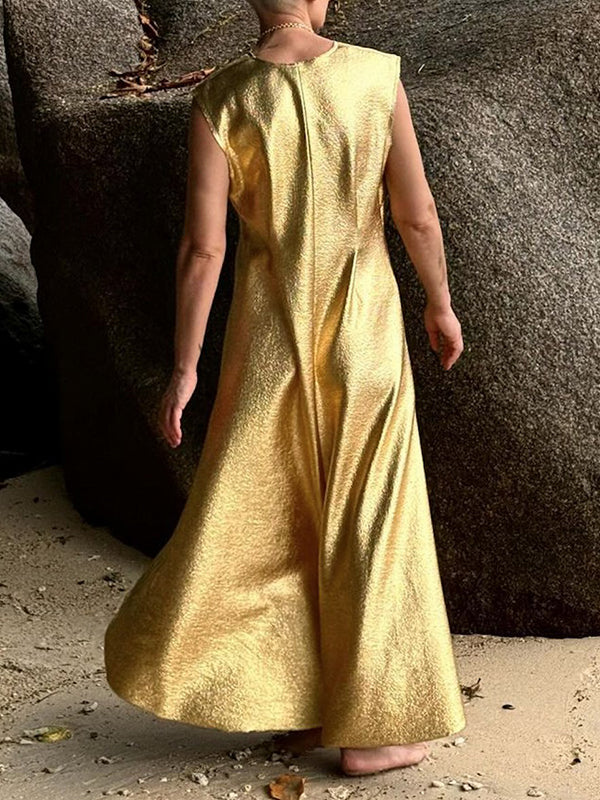 Solid Color Loose Sleeveless Deep V-Neck Maxi Dresses