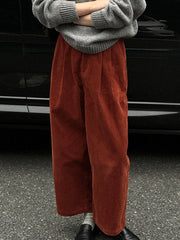 Elasticity Pleated Split-Joint High Waisted Loose Trousers Pants