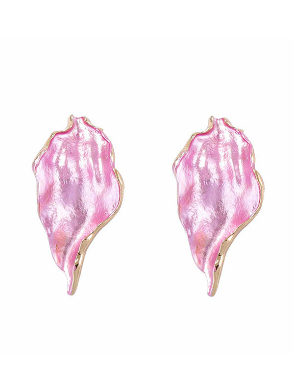 Leaves Print Pleated Irregularity Earrings Accessories