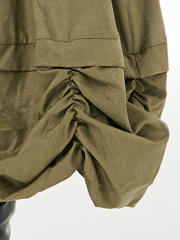 Elasticity Pleated Solid Color Split-Joint Loose Skirts