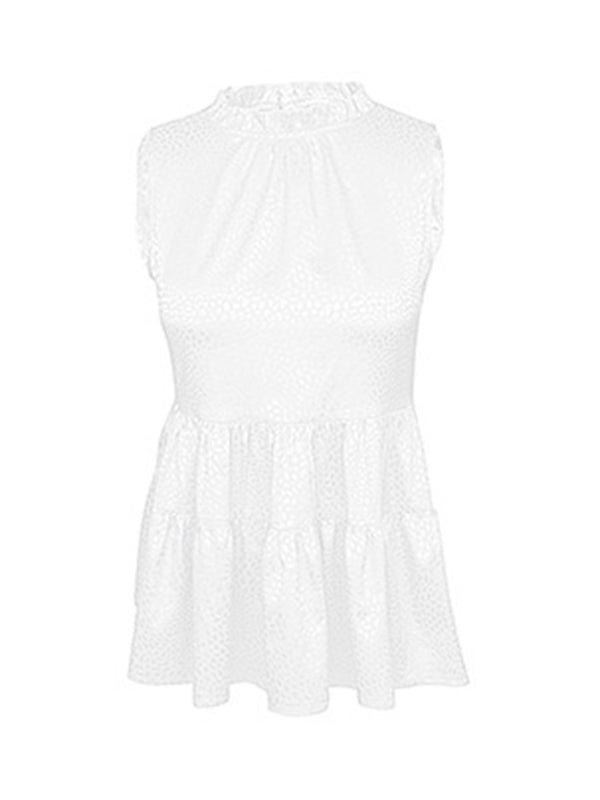 Casual Sleeveless Falbala Round-Neck Vest Top