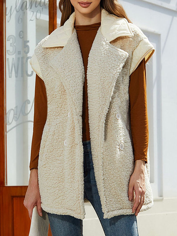 Split-Joint Velvet Loose Sleeveless Lapel Vest Top