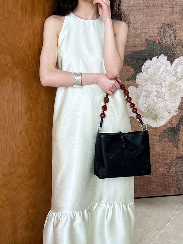 Pleated Solid Color Split-Joint Loose Sleeveless Round-Neck Maxi Dresses