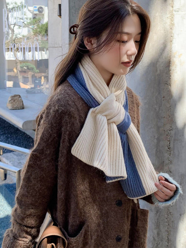 Simple Keep Warm Contrast Color Shawl&Scarf