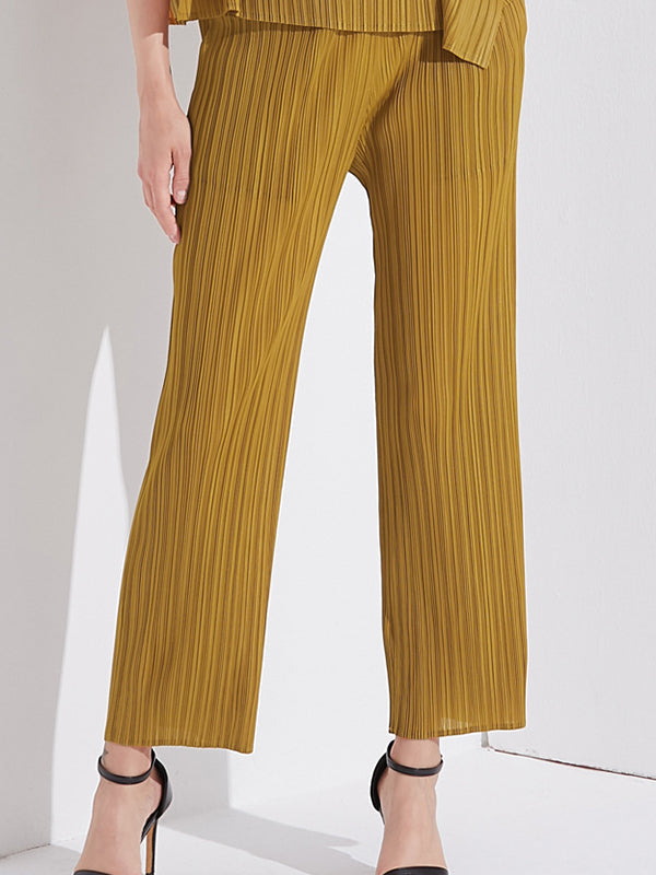 15 Colors Loose Elasticity High Waisted Wide Leg Pleated Pants