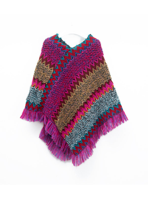 Asymmetric Keep Warm Tasseled Scarf Cape