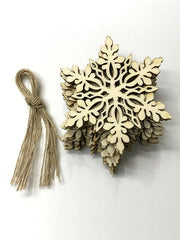 10Pcs Christmas Decoration Hollow Wooden Snowflake Accessories