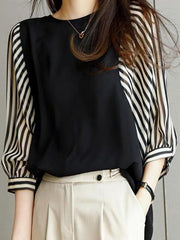 Split-Joint Half Sleeves Loose Round-Neck T-Shirts