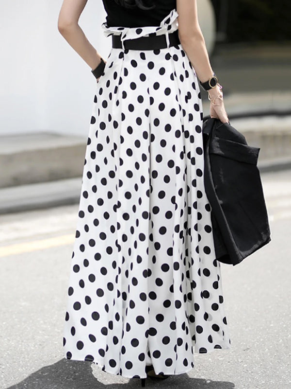 Original Wide Legs Polka-Dot Pleated Casual Pants