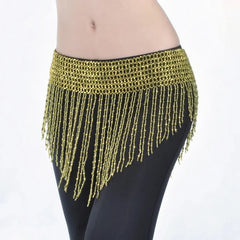 BellyDance Waistband Hip Scarf 3 Color Hand-Beaded Elastic Belly Dance Bling Belt Indian Dress Accessories