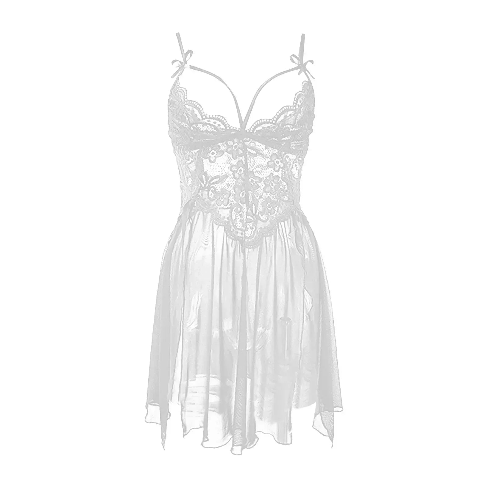 Blue Plus Size Mesh Deep V Lace Nightgown Side Slit Maxi Lingerie Set Lingerie Dress Set