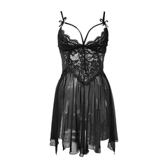Blue Plus Size Mesh Deep V Lace Nightgown Side Slit Maxi Lingerie Set Lingerie Dress Set