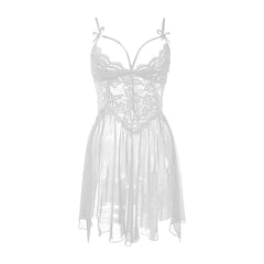 Blue Plus Size Mesh Deep V Lace Nightgown Side Slit Maxi Lingerie Set Lingerie Dress Set