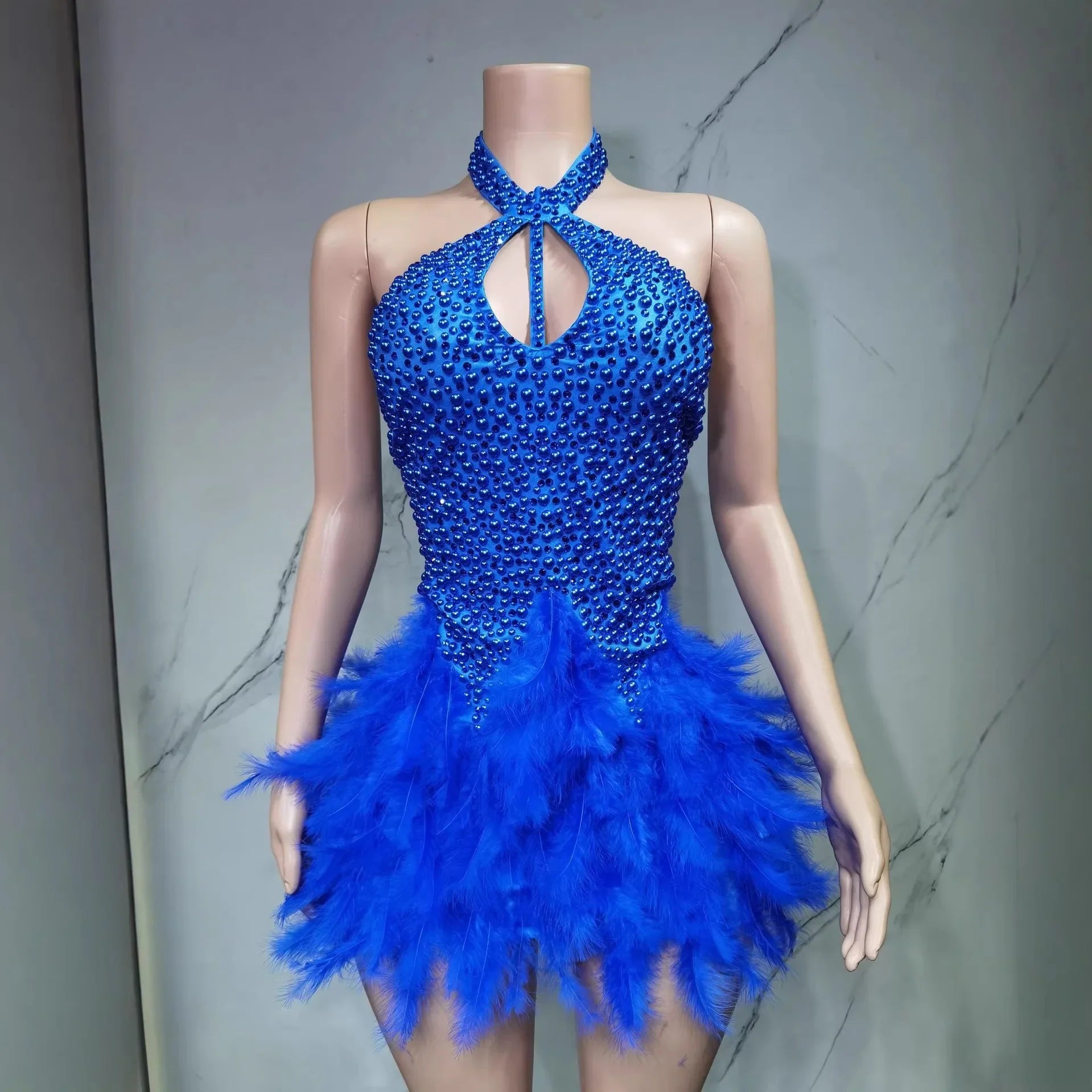 Christmas White Feather Diamond Dress Off Shoulder Bustier Gown