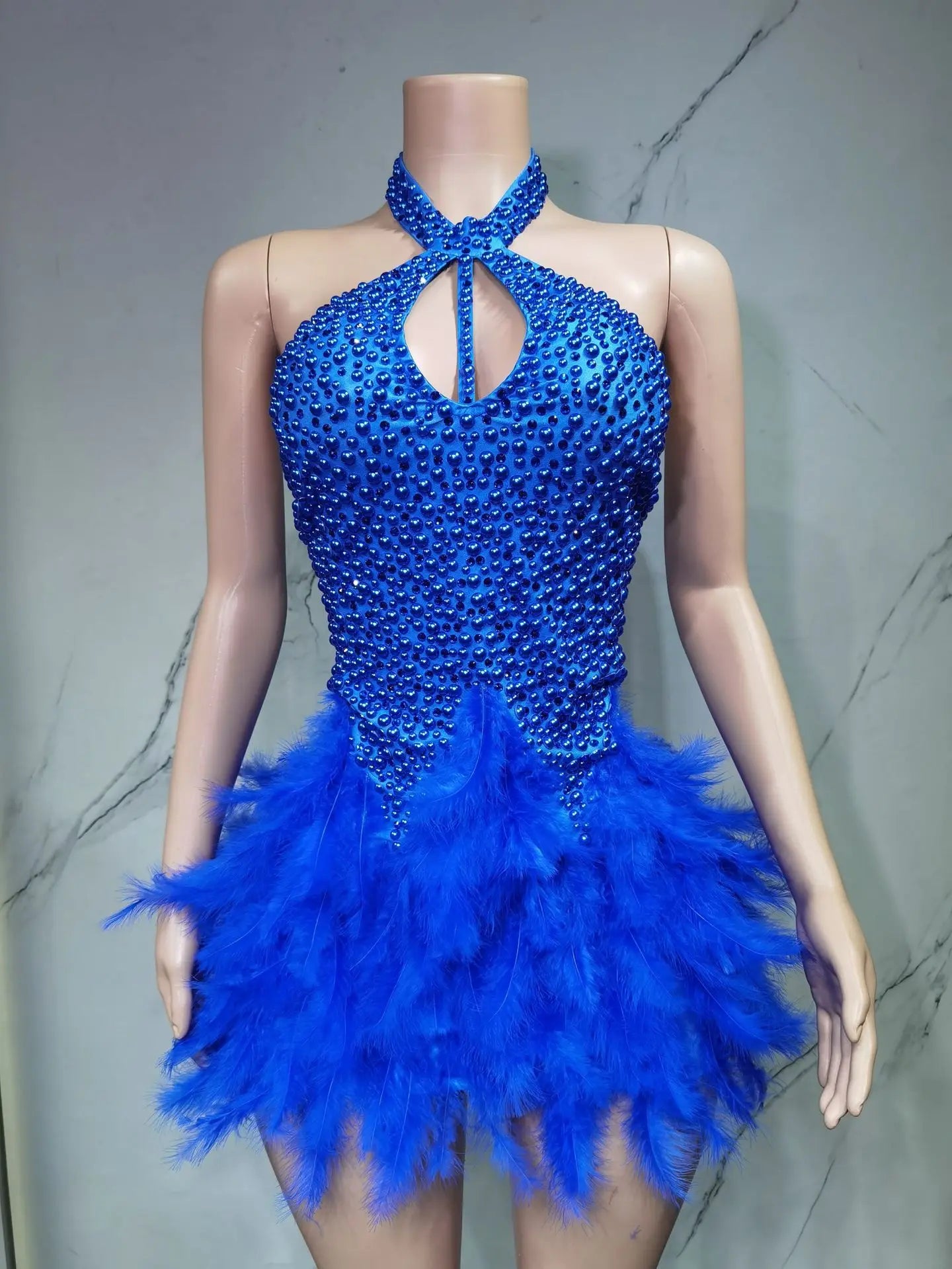Christmas White Feather Diamond Dress Off Shoulder Bustier Gown