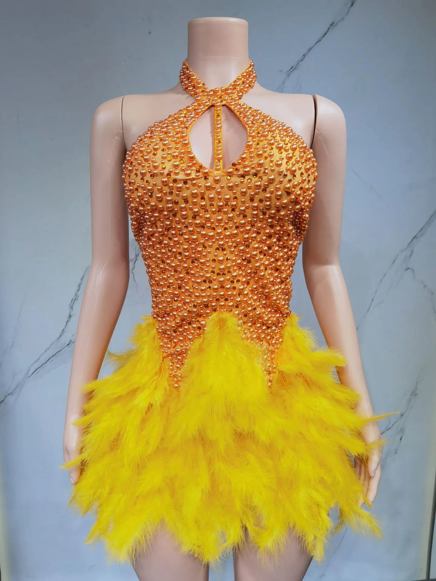 Christmas White Feather Diamond Dress Off Shoulder Bustier Gown
