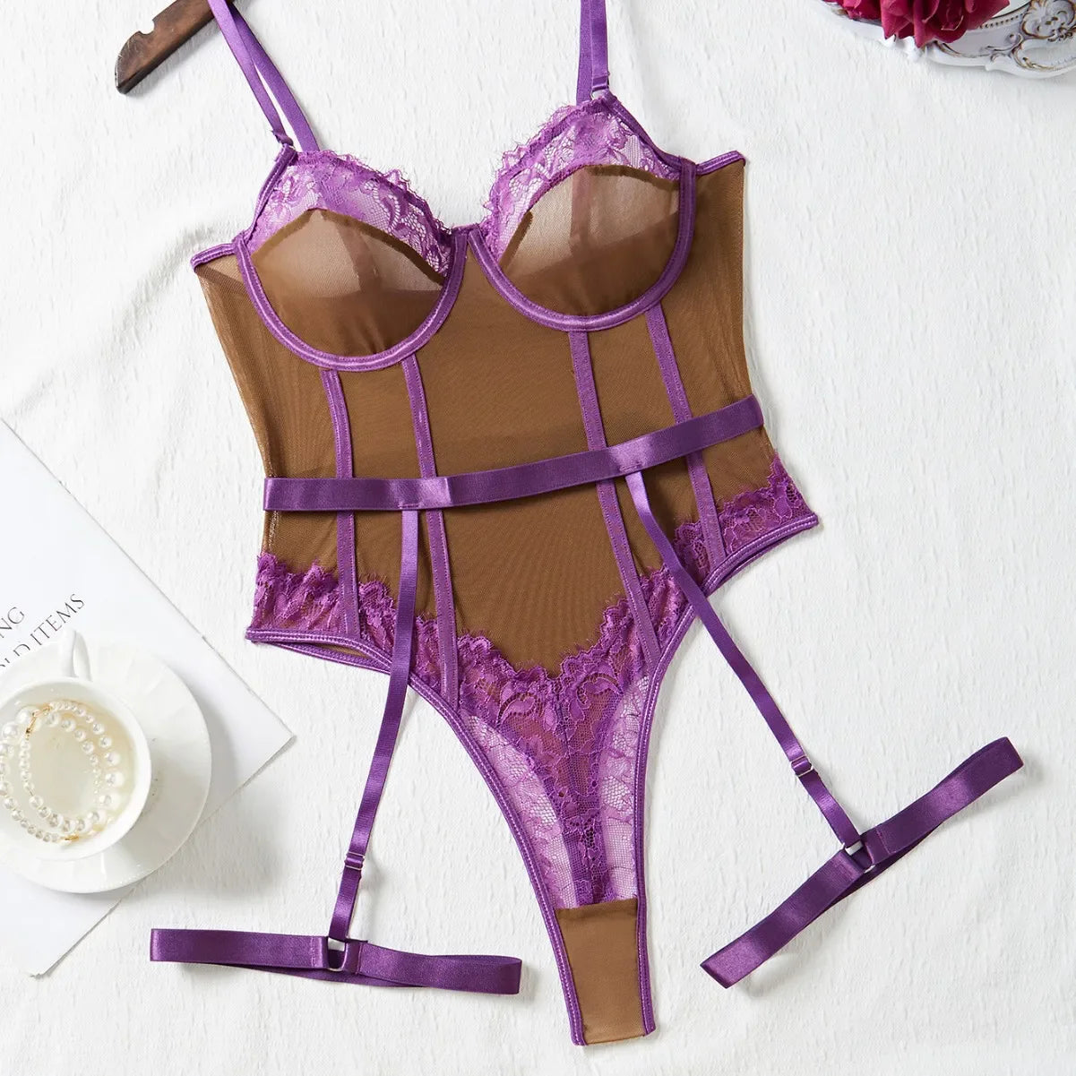 Contrast Color Lace Body Suits