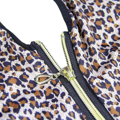 Deep V Zipper Flirting Skinny Underwear Teddy Halter Backless Cross Strap Hollow Out Mesh Leopard Lingerie Sets