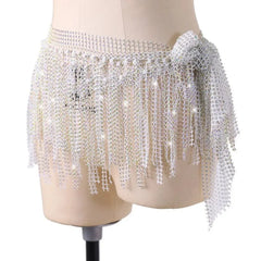 Diamond Shiny Belly Dance Waist Chain Multilayer Handmade Hip Scarf Skirts Triangle Tassel Dance Accessories Belly Dance