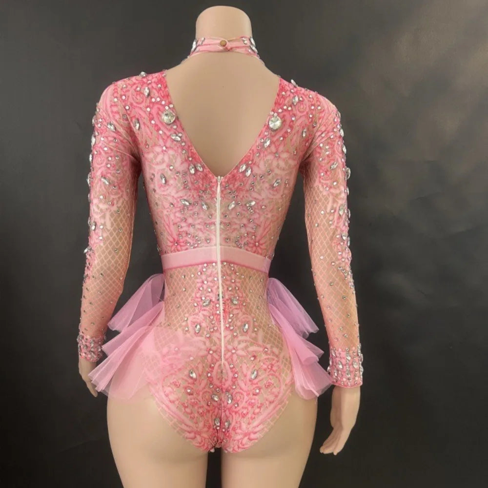 Elegant Feather Rhinestone Elastic High Quality Stage Performance