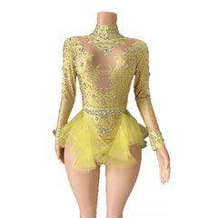 Elegant Feather Rhinestone Elastic High Quality Stage Performance