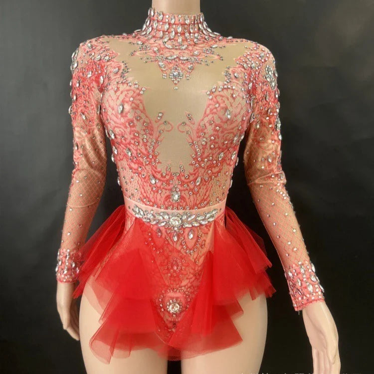 Elegant Feather Rhinestone Elastic High Quality Stage Performance