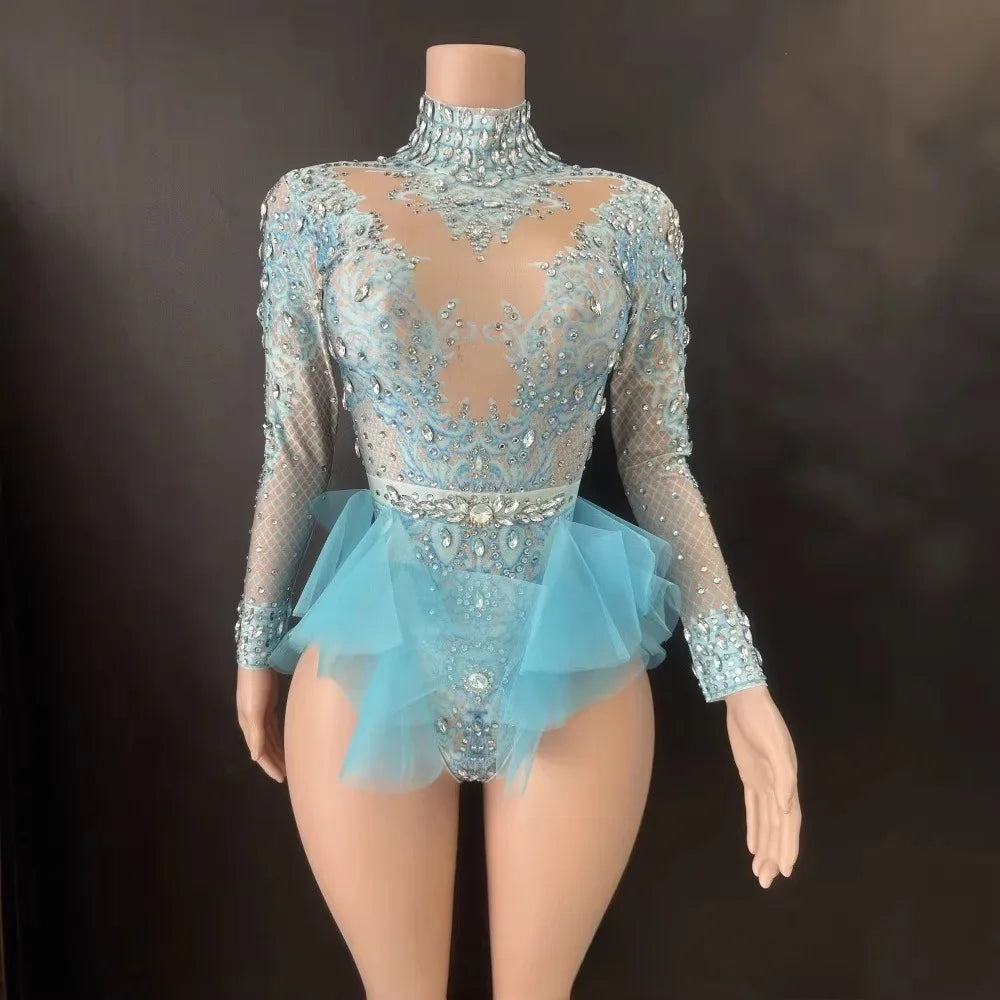 Elegant Feather Rhinestone Elastic High Quality Stage Performance