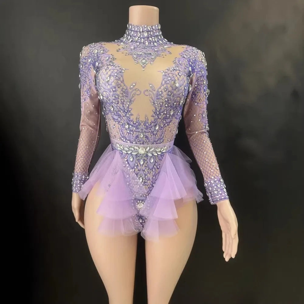 Elegant Feather Rhinestone Elastic High Quality Stage Performance