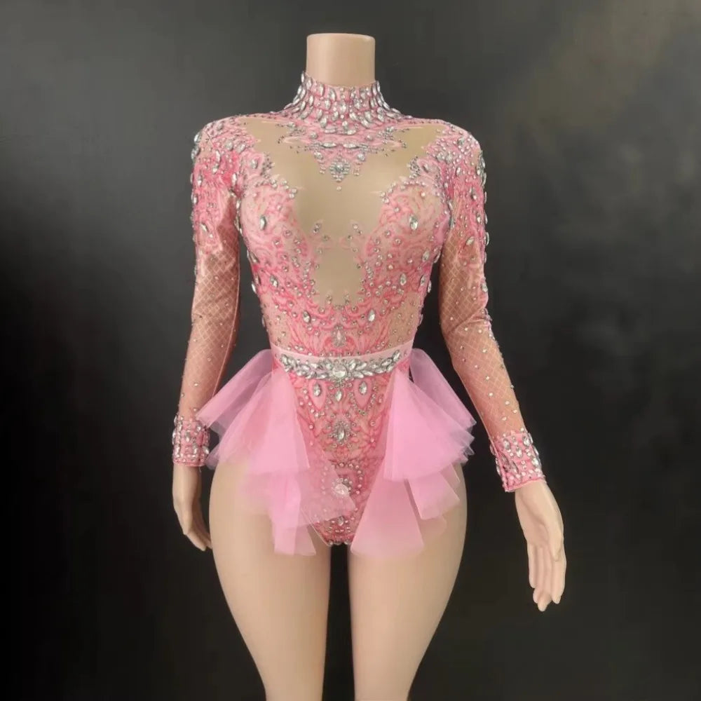 Elegant Feather Rhinestone Elastic High Quality Stage Performance