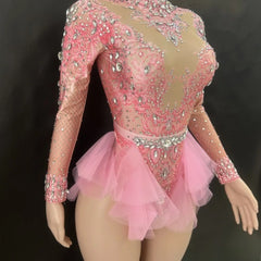 Elegant Feather Rhinestone Elastic High Quality Stage Performance
