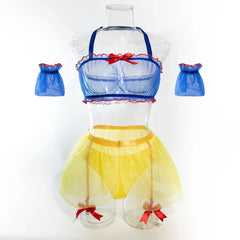 Erotic Cosplay Transparent Mesh Role Play Outfit Frill Trim Disguise Belt Exotic Sets