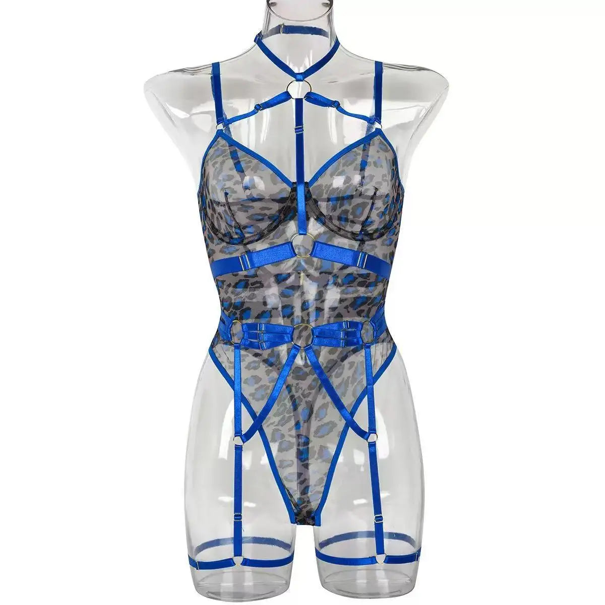 Erotics Western Plus Size Leopard Mesh Sensual Lace Up See Through Alluring Attractive Breathable Premium Erotic