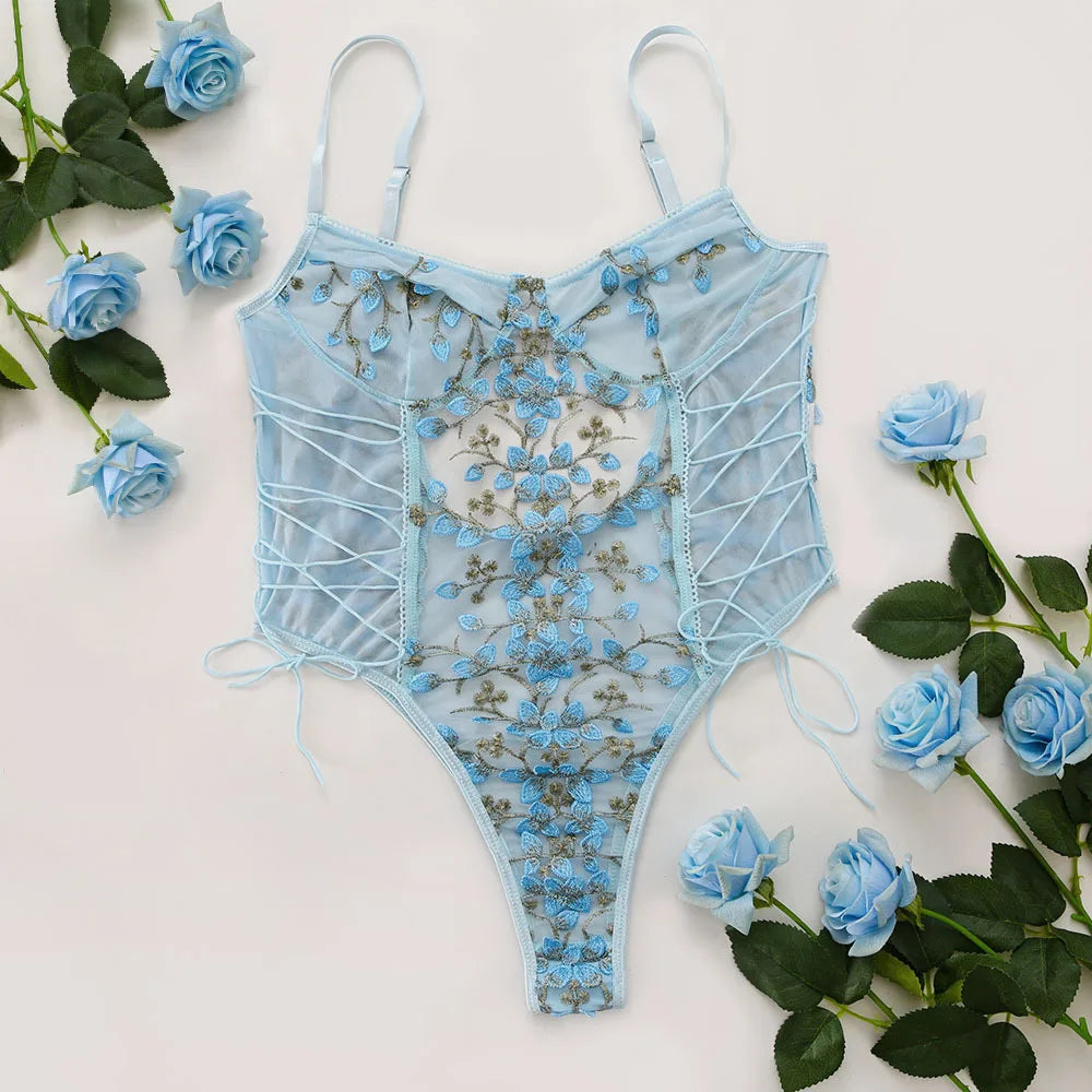 Erotics Western Style Embroidery Sensual Mesh See Through Alluring Attractive Breathable Premium Exquisite Erotic