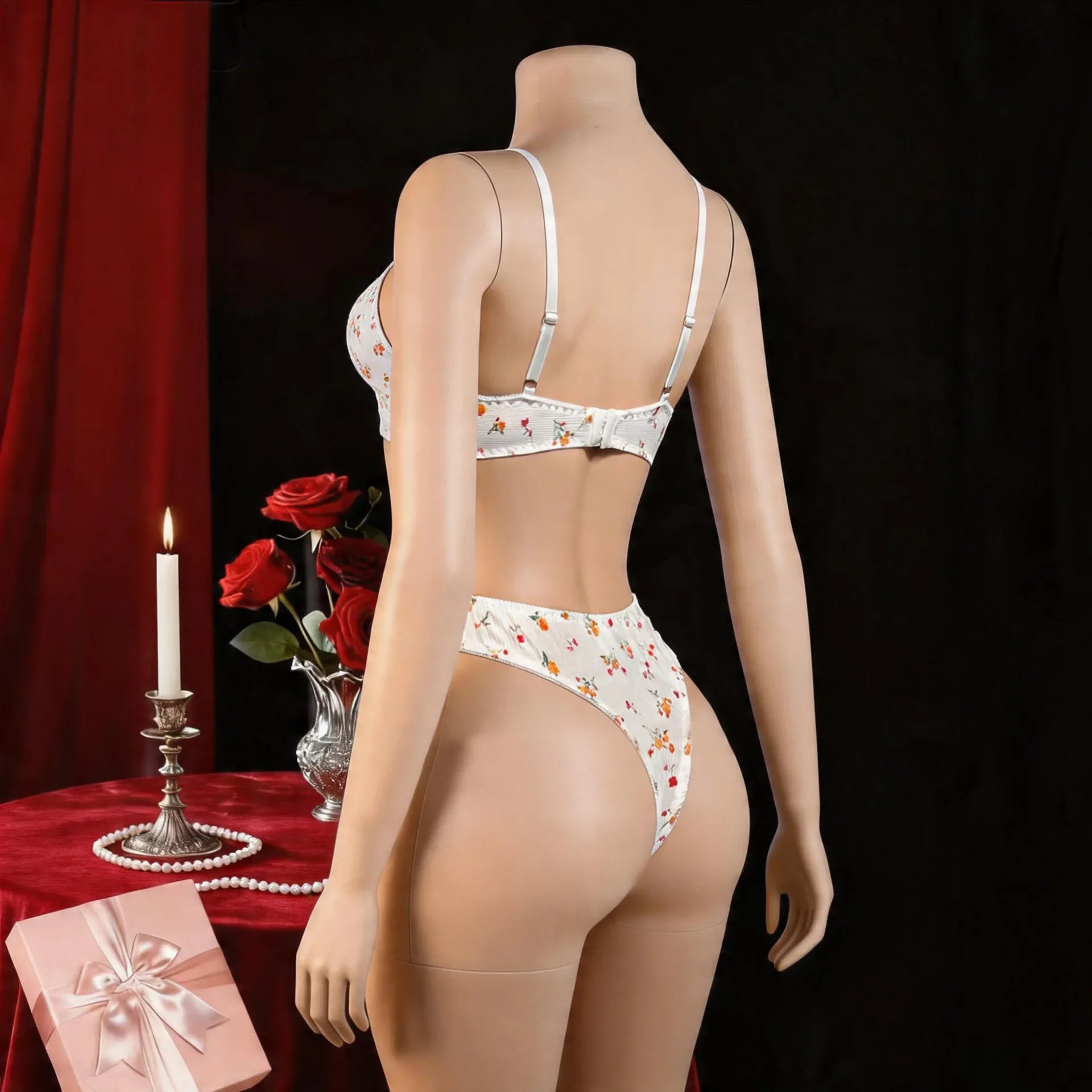 European and American Lovely Floral Set with Underwire Soft Comfortable Daily Wear Lingerie