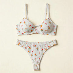European and American Lovely Floral Set with Underwire Soft Comfortable Daily Wear Lingerie