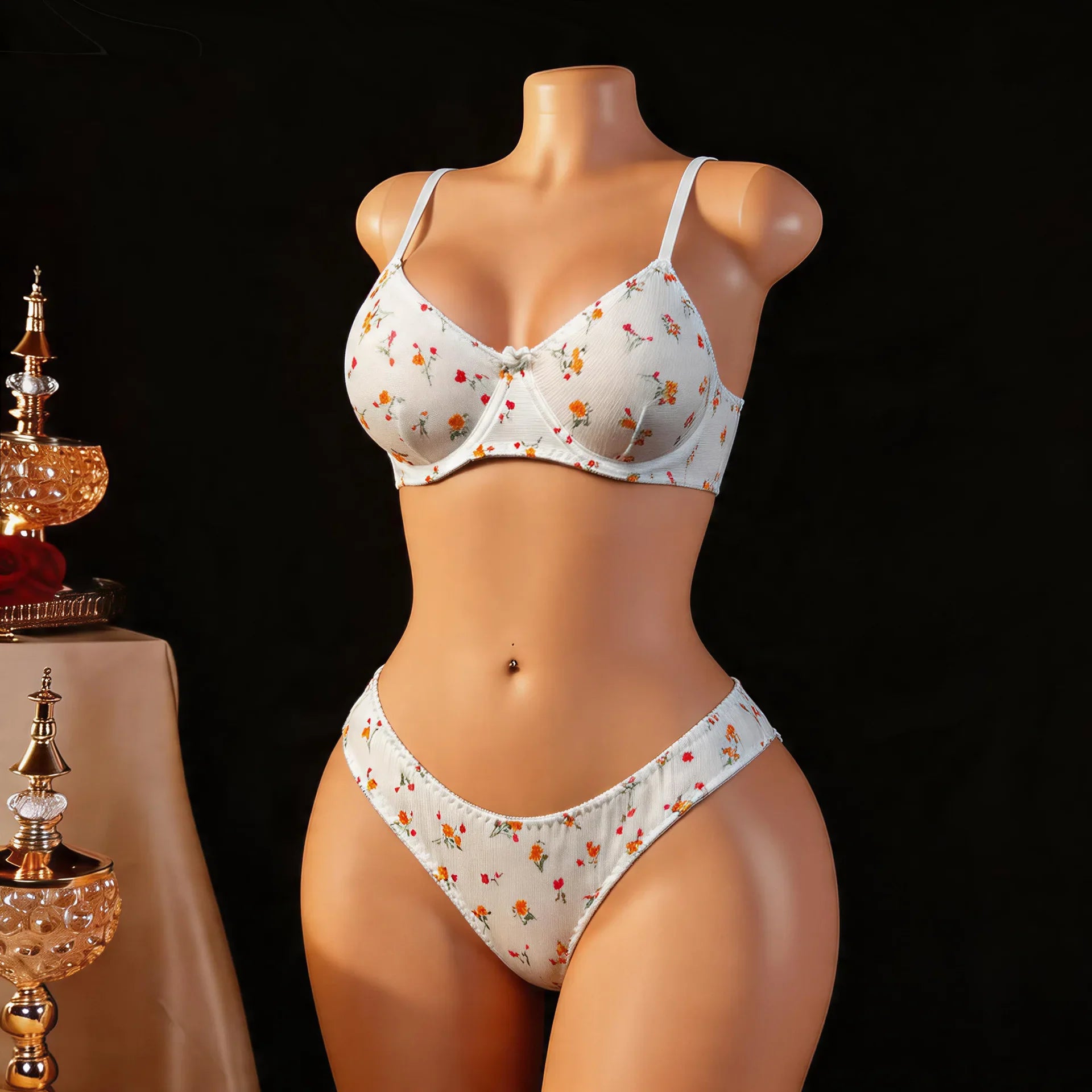 European and American Lovely Floral Set with Underwire Soft Comfortable Daily Wear Lingerie