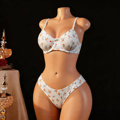 European and American Lovely Floral Set with Underwire Soft Comfortable Daily Wear Lingerie