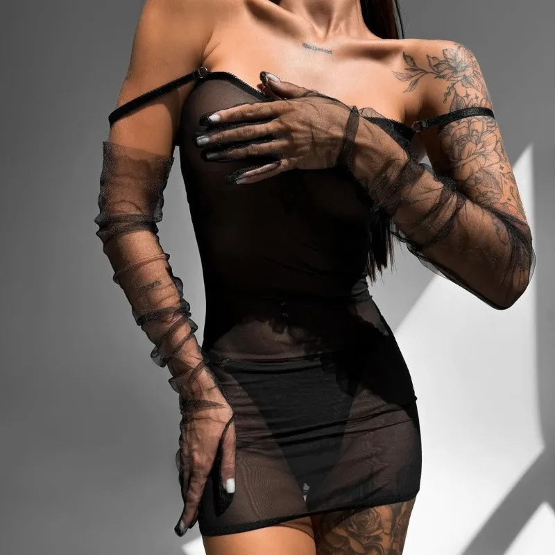 Exotic Babydolls Casual Dresses Transparent Dress Thong 2PC Tempted Back Tie-up Erotic Underwear Girls' Kit