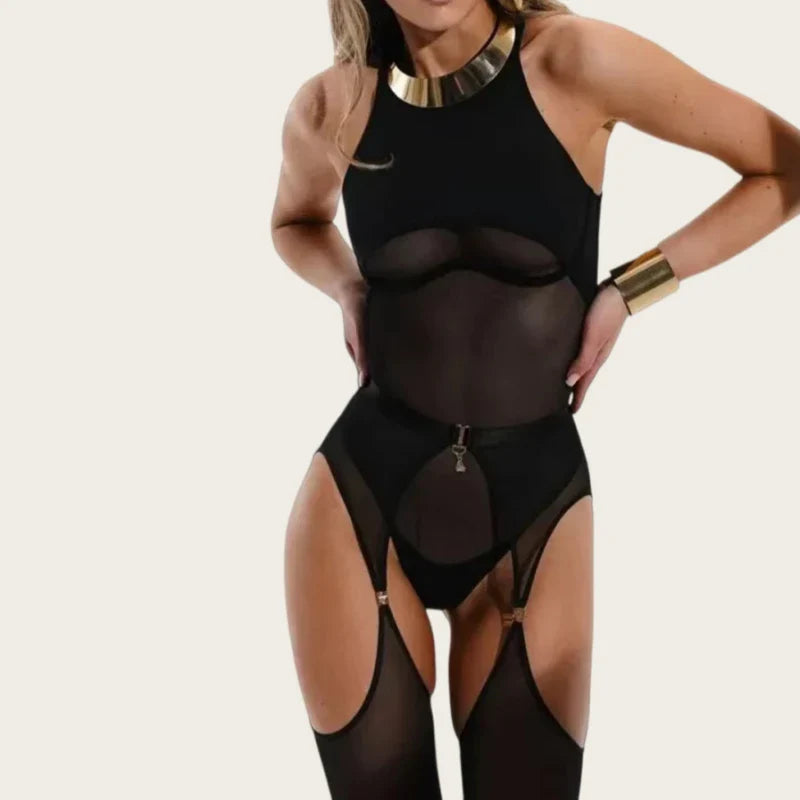 Exotics Lingerie Sets Mesh Belt Stockings Slim Cougar Tank Tempted Open Crotch Cool Girls' Outfit