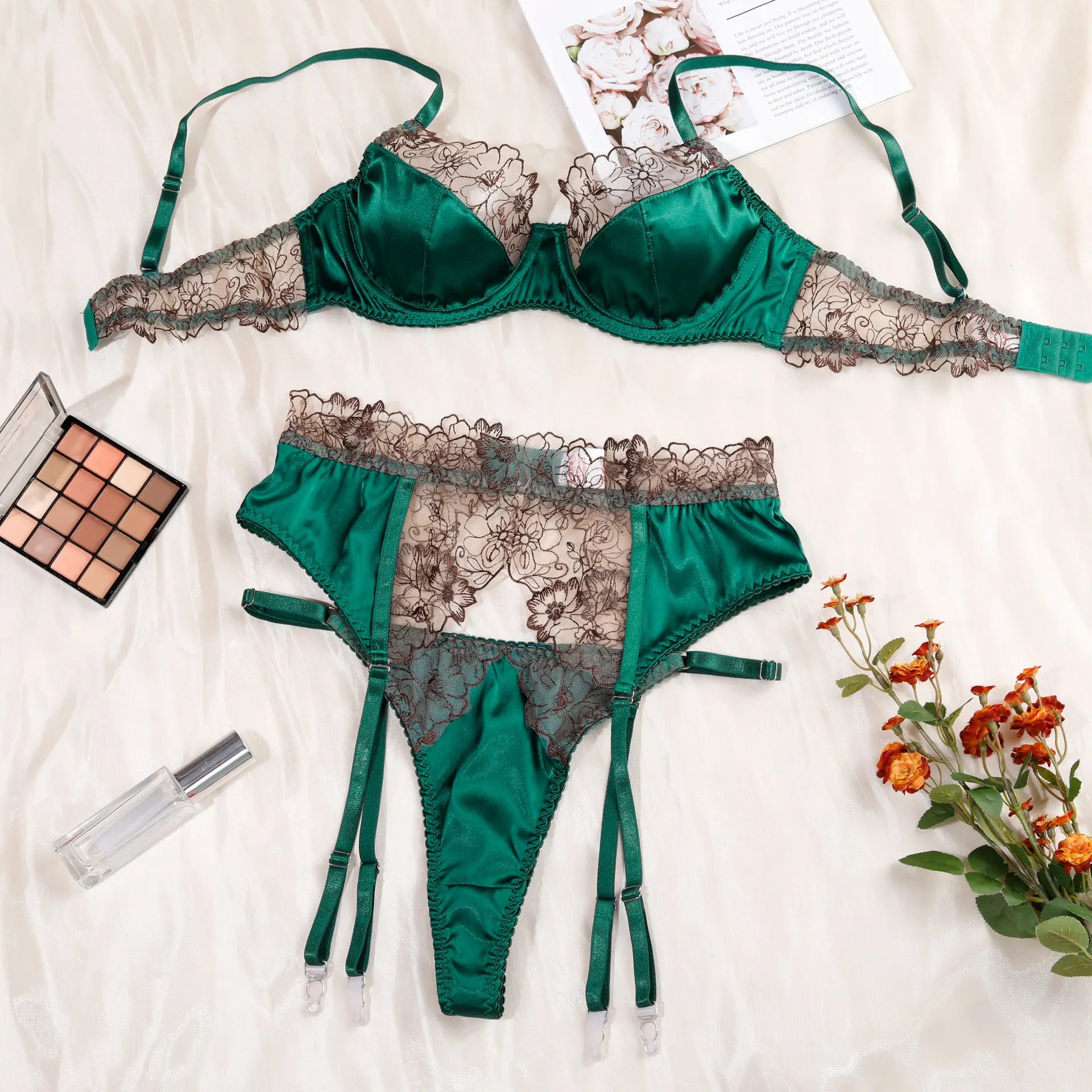 Lingerie Floral Lace Ensemble Underwear Attractive Chest Suspenders Sissy Erotic Lace Lingeries