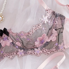 Floral Breathable Open Bra Lingerie Sets